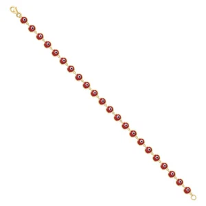 10k Yellow Gold Enamel Evil Eye Good Luck Bracelet 7" 3.4gm Gift for Mother - Picture 1 of 1