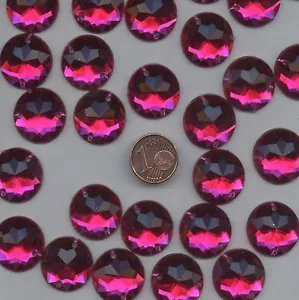 PC25 *** 30 Acryl Facetten Nähsteine rund 18mm - FUCHSIA - Bild 1 von 1
