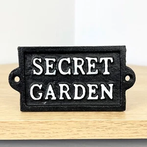 Letrero secreto de puerta de jardín vintage rústico valla de pared placa letrero arte exterior retro - Imagen 1 de 4
