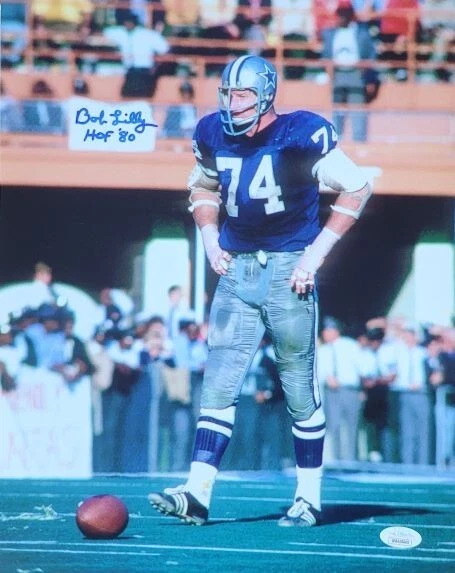 Autographed BOB LILLY "HOF 80" Dallas Cowboys 11X14 Photo JSA Witness COA - Image 1 of 1