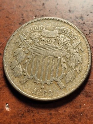 1868 Two Cent Piece, Philadelphia, odd denomination     inv03    n728as - Image 1 of 2