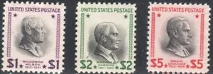 US Scott #832-834, $1, $2 & $5 Presidential Issue, Mint Hinged - Picture 1 of 1