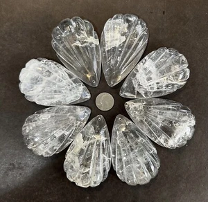 Natural Rock Crystal Quartz Chandelier Pendants Prisms Parts Shell 96mm 8pc - Picture 1 of 5