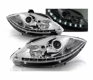 faros para SEAT LEON ALTEA TOLEDO 2005 2006 2007-2009 luz diurna cromo LHD - Picture 1 of 1
