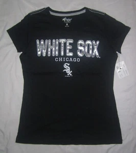 T-shirt donna nuova con etichette G-III CHICAGO WHITE SOX MLB Round the Bases Silver Foil -taglia M - Foto 1 di 1