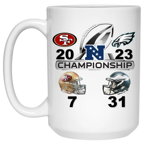 Philadelphia Eagles 2023 NFC Championship Final White 15oz Ceramic Coffee Mug Cover