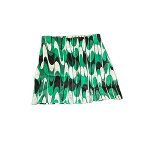 Zara Womens Small Green Mini Skirt Geometric Jacquard High Waist A-line Retro - Picture 1 of 4