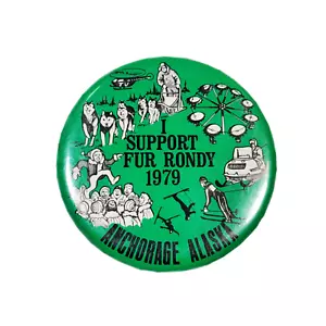 De colección 1979 I Support Piel Rondy Botón 2" Anclaje Alaska EE. UU. Verde - Imagen 1 de 2