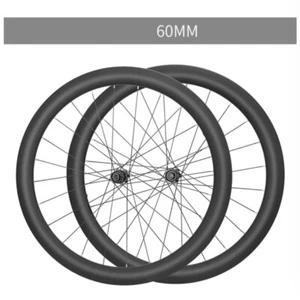 Carbon Fiber 700C Road Bike Wheelset 38/45/50/60mm Depth Disc Brake Hub Clincher - Picture 1 of 12