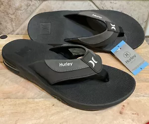 HURLEY Men’s Sz 9 M FLIP FLOPS/CHANCLETAS Black HFS0130-008 NWT - Picture 1 of 6