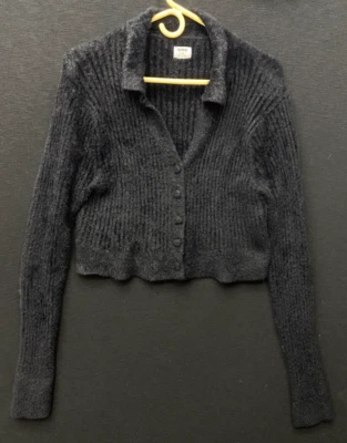 COTTON: ON Size LARGE  Cardigan Black Sweater Long Sleeve B7 - Image 1 of 4