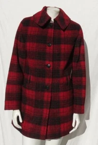 $ 549 PENDLETON US Damen rot schwarz karierte Wolle isoliert gesteppt Futtermantel - Bild 1 von 7