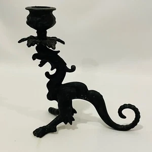 Black Dragon 6" Cast Iron Candle Holder Gothic Gargoyle - Bild 1 von 6
