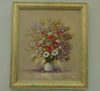 Large Floral Oil Painting On Canvas Bouquet Still Life Signed 84cm x 74cm