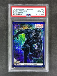 2023 Upper Deck Marvel Platinum #82 Black Panther Blue Traxx /499 PSA 10 Gem - Bild 1 von 2