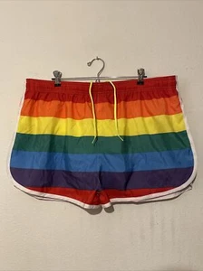 UZZI Active Wear Rainbow Color Swim Shorts Adult Size 2XL - Picture 1 of 9