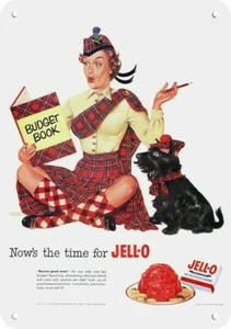 1952 JELLO JELL-O & Woman & Scottish Terrier Dog DECORATIVE REPLICA METAL SIGN - Picture 1 of 1