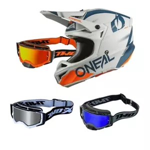 Motocross Helm mit Brille Oneal 5Series MX Crosshelm HAZE V.22 blau orange TWO-X - Bild 1 von 14