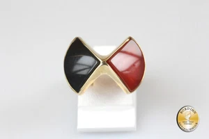 Anillo 14 Quilates Oro Onyx Y Cornalina Anillo Dedos Schmuckring Anillo de Oro - Imagen 1 de 6