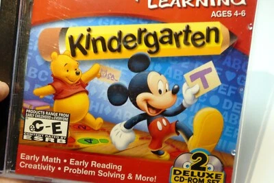 Disney LEARNING Ages 4-6 Kindergarten Deluxe 2 Disc CD-ROM SET Interactive 2000 - Image 1 of 4