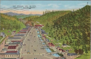 c1930s Hot Springs Arkansas birds eye view in 1875 aerial postcard E957 - Picture 1 of 2