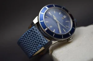 UHRENARMBAND ECHT ECHSE HELL BLAU HANDMADE BAND KOMPATIBEL FÜR PANERAI MA STRAP - Bild 1 von 12