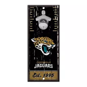 JACKSONVILLE JAGUARS BOTTLE OPENER SIGN 5"X11" HARDBOARD W/ CAST METAL OPENER - Picture 1 of 2