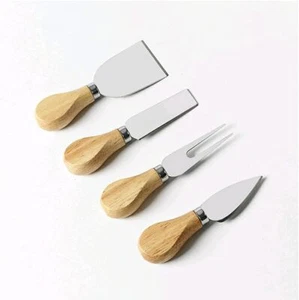 4 Pcs Stainless Steel Cheese Knife Set with Wooden Handle-Cheese Slicer Cutter - Picture 1 of 12