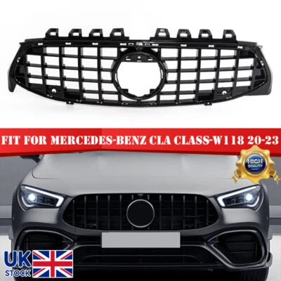 For Mercedes CLA W118 C118 X118 2019-On Gloss Black GT Style Front Bumper Grille - Image 1 of 4
