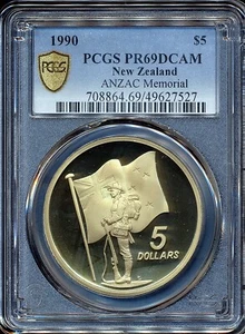New Zealand 1990 Five Dollars $5 (ANZAC Memorial) - PCGS PR69DCAM - Picture 1 of 3