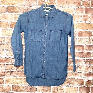 Madewell Denim Button Up Shirt Women's Size Extra Small 100% Cotton Long Sleeve - Picture 1 of 9