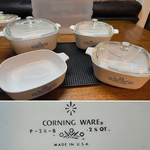 Corning Ware Vintage 1960s Cornflower Blue Casserole Dishes Set Of 4 W/ 3 Lids - Picture 1 of 18