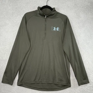 Under Armour Herren UA 1/4 Zip Heatgear Activewear Shirt Grün Large Loose Logo - Bild 1 von 11