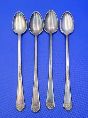 FLORENTINE 4 Iced Tea & 1 Parfait Spoons Silverplate No Monograms - Image 1 of 4