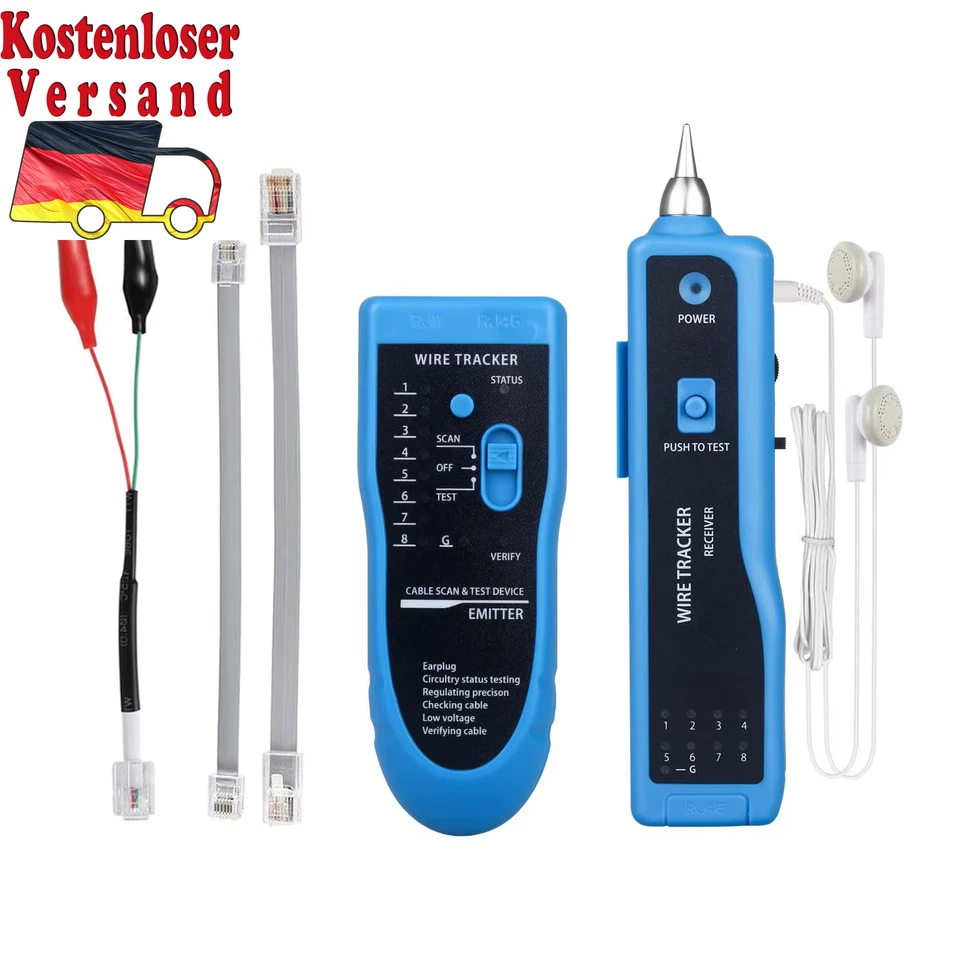 Ethernet LAN Network Cable Tester RJ11 RJ45 Cat5 Cat6 Telephone Wire Tracker Tra - Bild 1 von 4