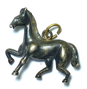 Sterling Silver Vintage Horse Galloping Running Charm 23mm x 20mm - Picture 1 of 2