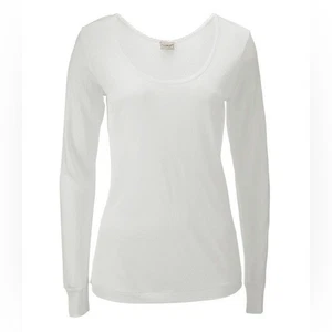 L.L. Top Bean para mujer de seda Pointelle manga larga cuello redondo talla mediana pequeña - Imagen 1 de 7