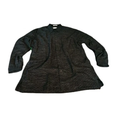 Jhane Barnes Shirt Sz M Black Button Up Gold Metallic Striped Long Sleeve Woven - Image 1 of 4