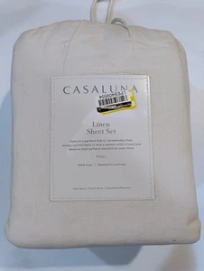 Casaluna 100% Linen Sheet Set, Size Full, 1 Flat Sheet, 1 Fitted, 2 Pillowcases - Picture 1 of 3