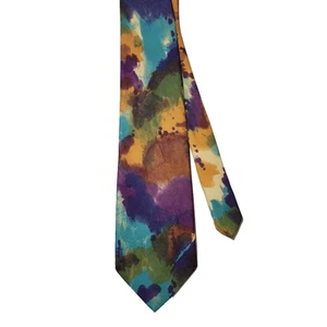 Corbata de cuello de seda pura hecha a mano en Florencia Italia para hombre acuarela colorida - Imagen 1 de 4