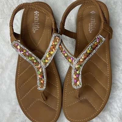 PATRIZIA Spring Step Trotta Braided Bling Thong Sandal 10 StretchStrap Colorful - Image 1 of 4