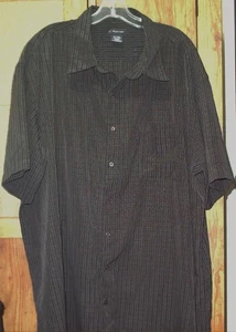 J. FERRAR Button Up Shirt Men's 3XLT Brown Knit Striped Short Sleeve  - Picture 1 of 7
