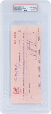 Dave Righetti New York Yankees Signed Check September 26, 1990 - PSA 84855618 - Image 1 of 2