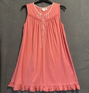 Eileen West kurzes Nachthemd Baumwolle gepunktet Gr. M rosa Rüschen Cottagecore - Bild 1 von 8