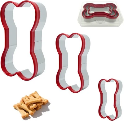 Cortadores de galletas con formas de hueso de perro 3 piezas, cortadores de golosinas para perros 2,52" 3,35"" 3,82",  Foto 1 de 4