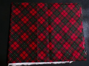 27" Red Green Black Plaid Check Christmas Fabric - Picture 1 of 1