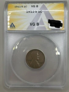 1911-S Lincoln Wheat Cent 1C Semi-key date ANACS VG8 - Picture 1 of 4