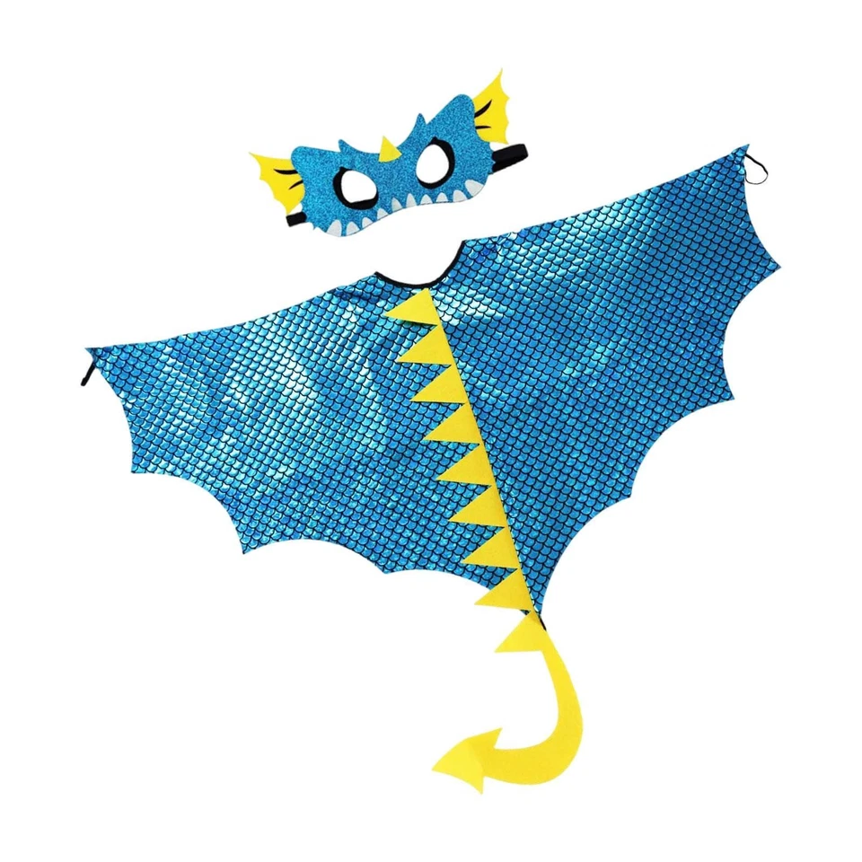 Kids Dinosaur Cape Dragon Cloak with Mask Cosplay Dress up Clothes for Holiday - Image 1 of 1