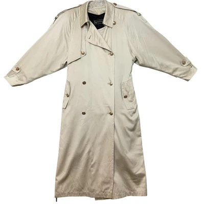 Chaqueta Evan-Picone Vintage Oro/Beige Lana Gabardina Forrada Cinturón Mediana Foto 1 de 4