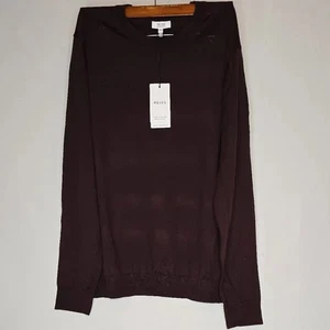 Reiss Wessex Merino Wool Crew Neck Jumper in Bordeaux, Sixe XXL, NWT - Picture 1 of 6